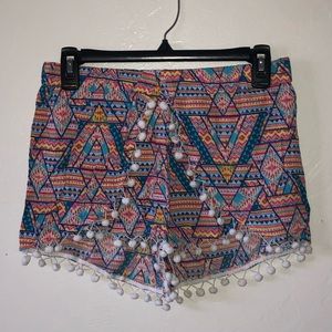 Multi-colored aztec print shorts